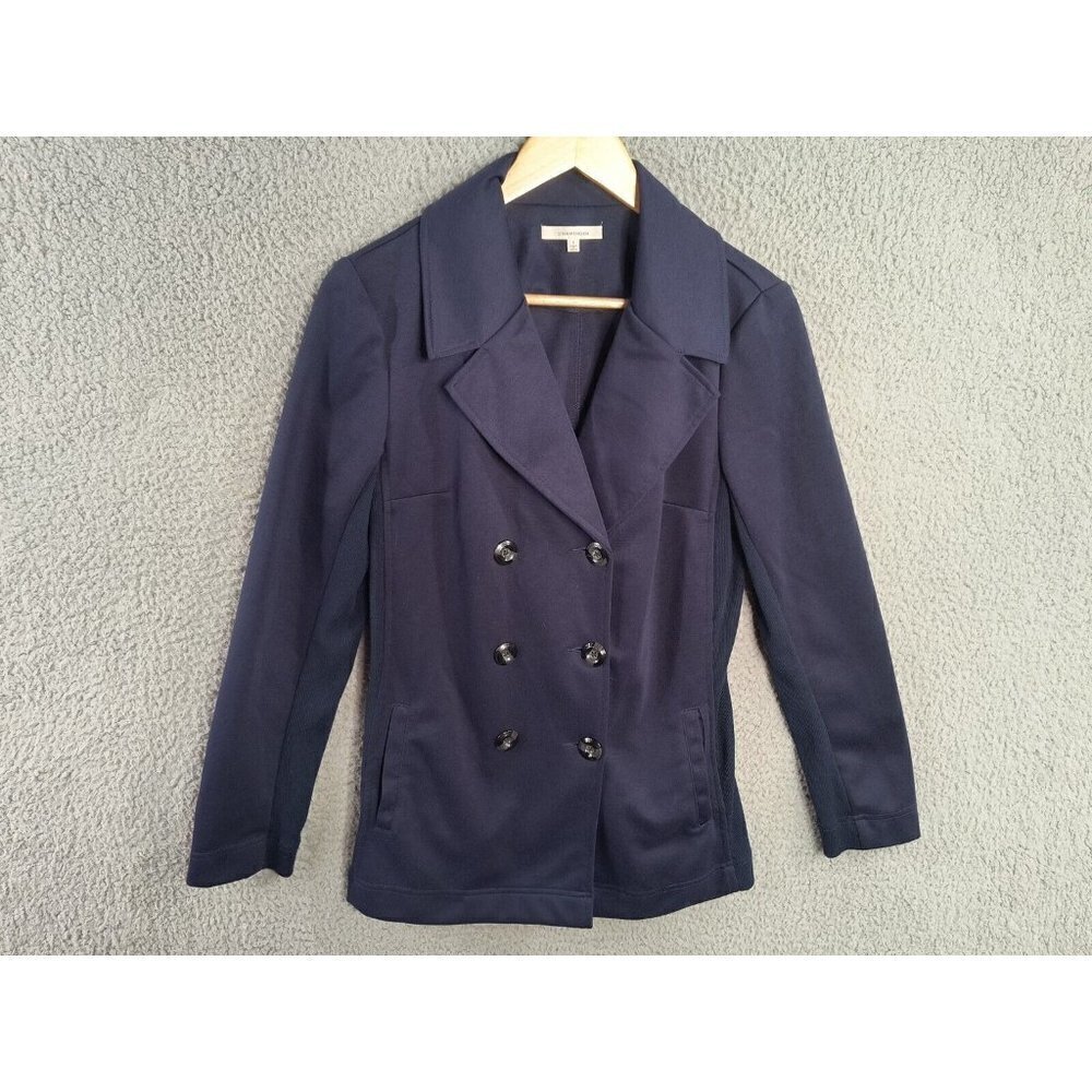 41 Hawthorn Stretch Button Blazer Sz Small Long Sleeve Navy Blue Collared‎